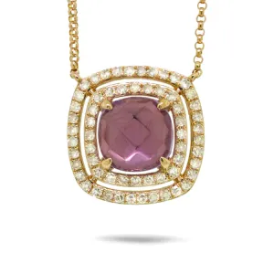 0.31ct Diamond & 1.30ct Amethyst 14k Yellow Gold Necklace