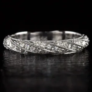 0.62ct DIAMOND PAVE WEDDING BAND ETERNITY COCKTAIL STACKING RING VINTAGE STYLE
