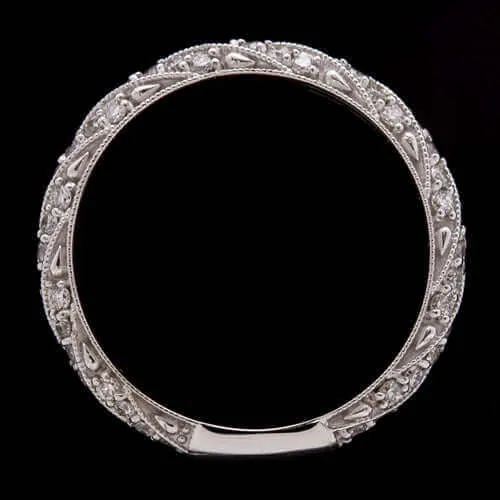 0.62ct DIAMOND PAVE WEDDING BAND ETERNITY COCKTAIL STACKING RING VINTAGE STYLE