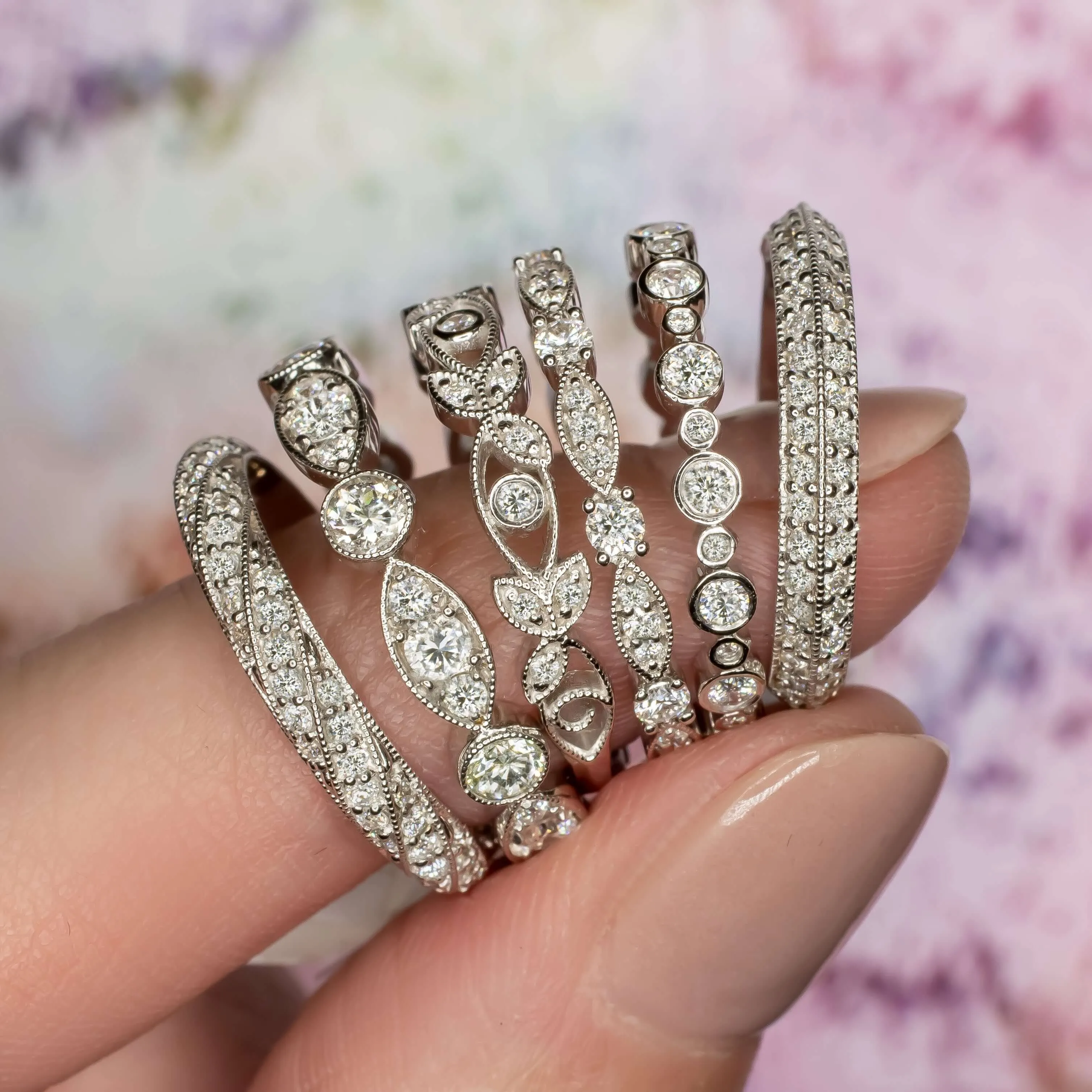 0.62ct DIAMOND PAVE WEDDING BAND ETERNITY COCKTAIL STACKING RING VINTAGE STYLE