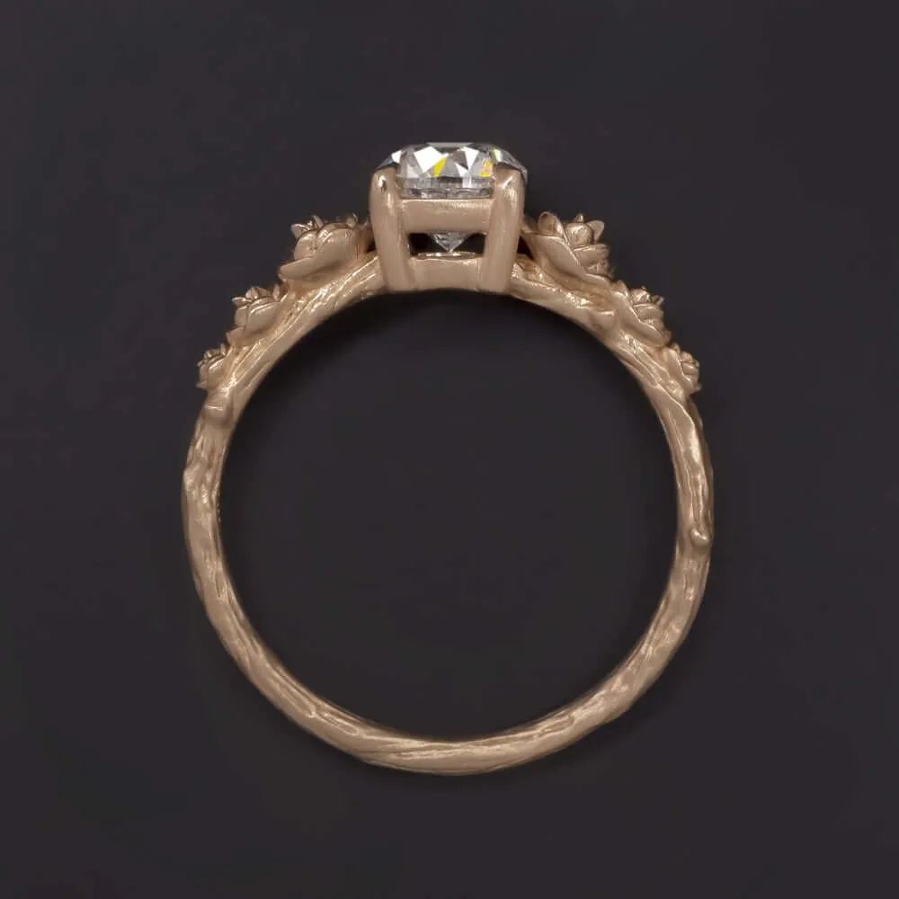 1 CARAT DIAMOND ENGAGEMENT RING ROSE GOLD FLOWER FLORAL ROUND CUT BOHO COCKTAIL
