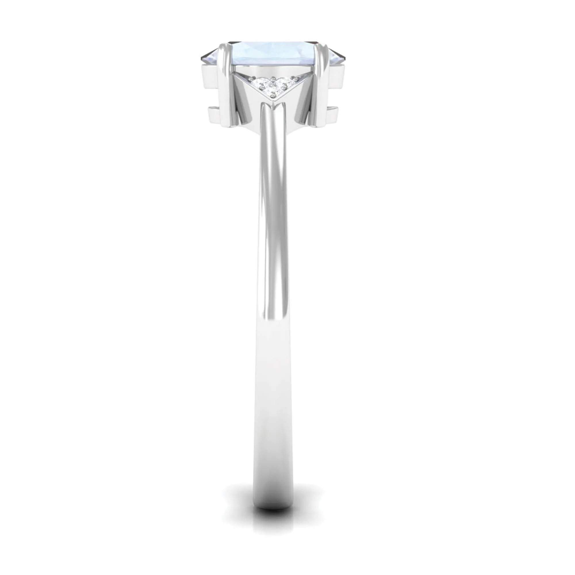 1 CT Oval Moonstone Solitaire Ring with Diamond Accent