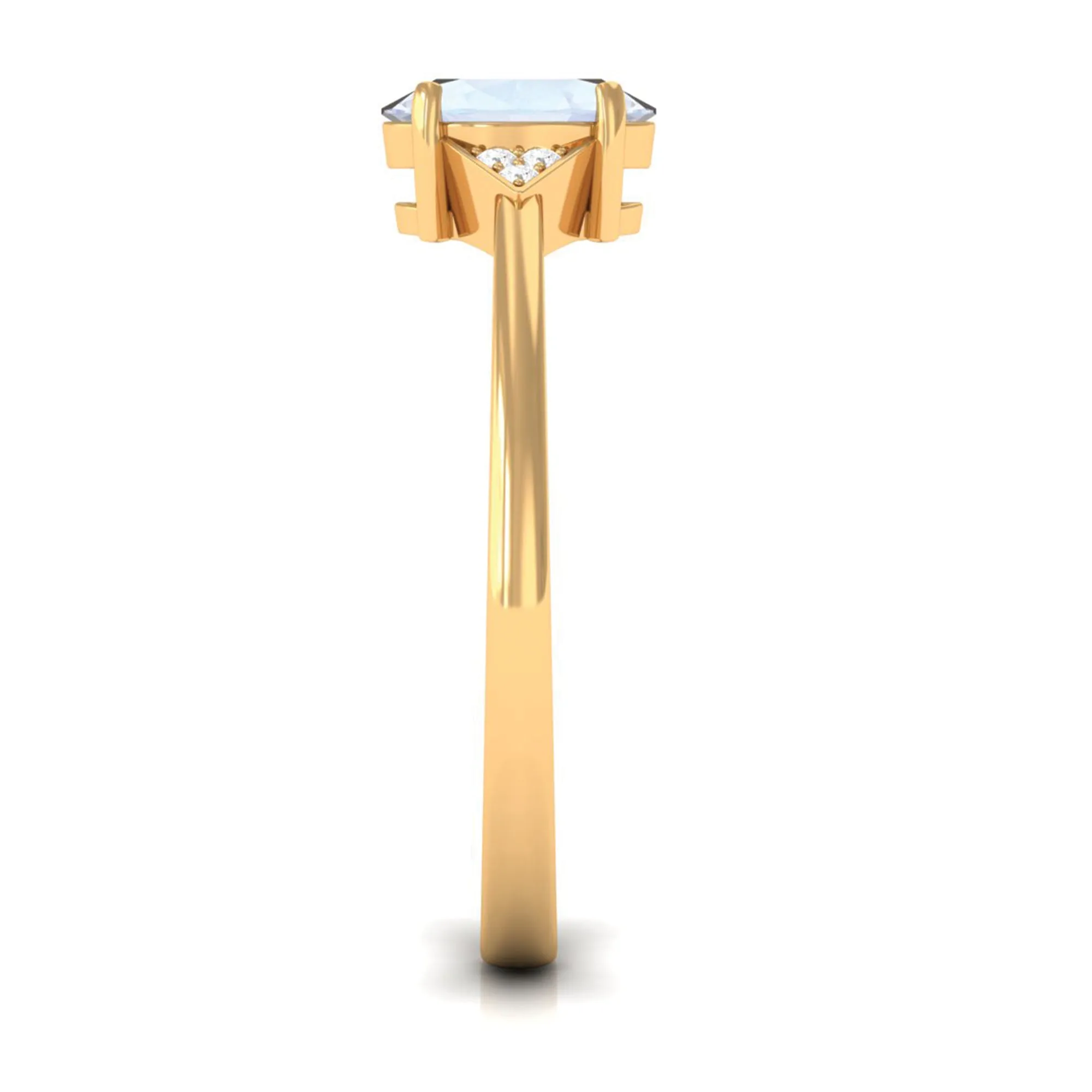 1 CT Oval Moonstone Solitaire Ring with Diamond Accent