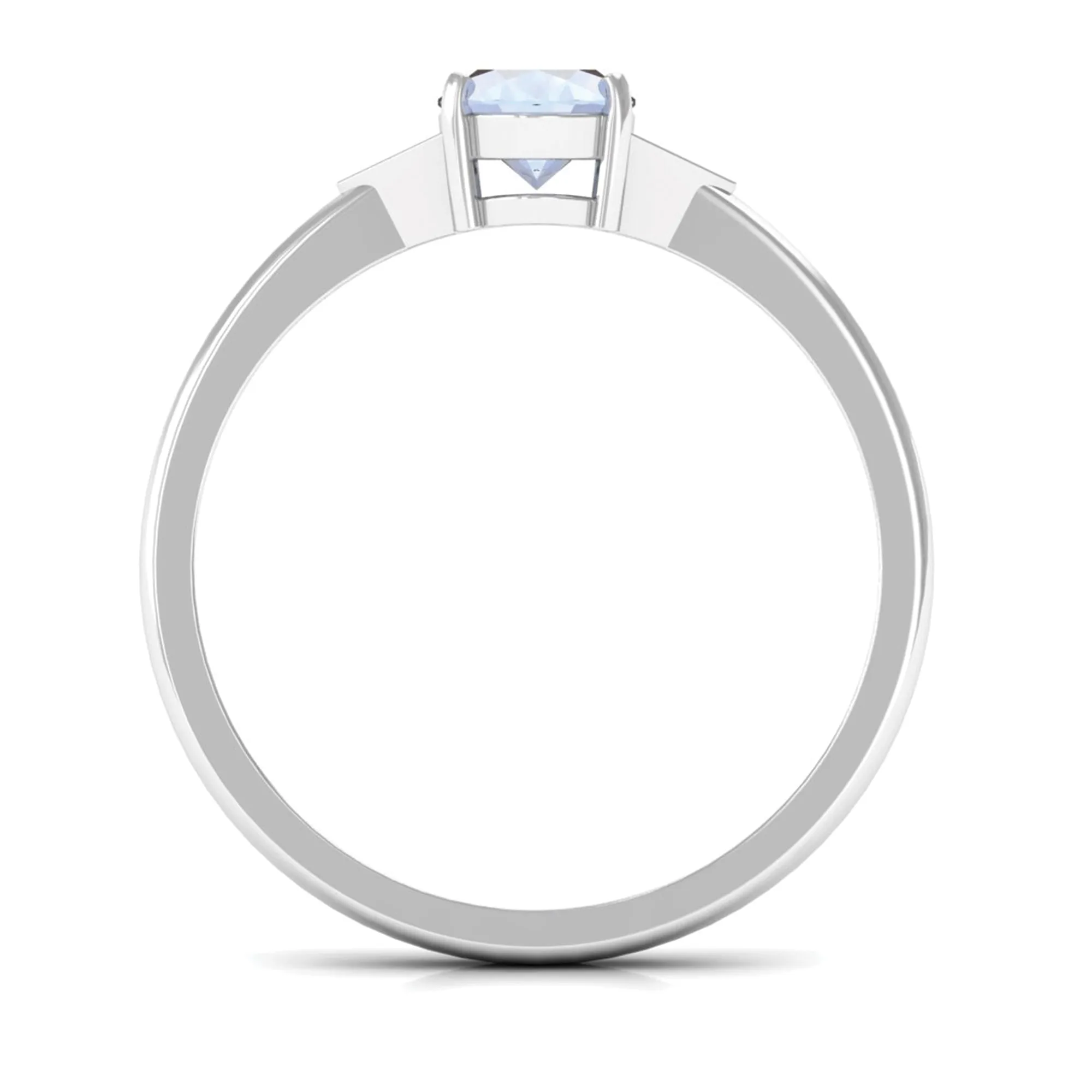 1 CT Oval Moonstone Solitaire Ring with Diamond Accent