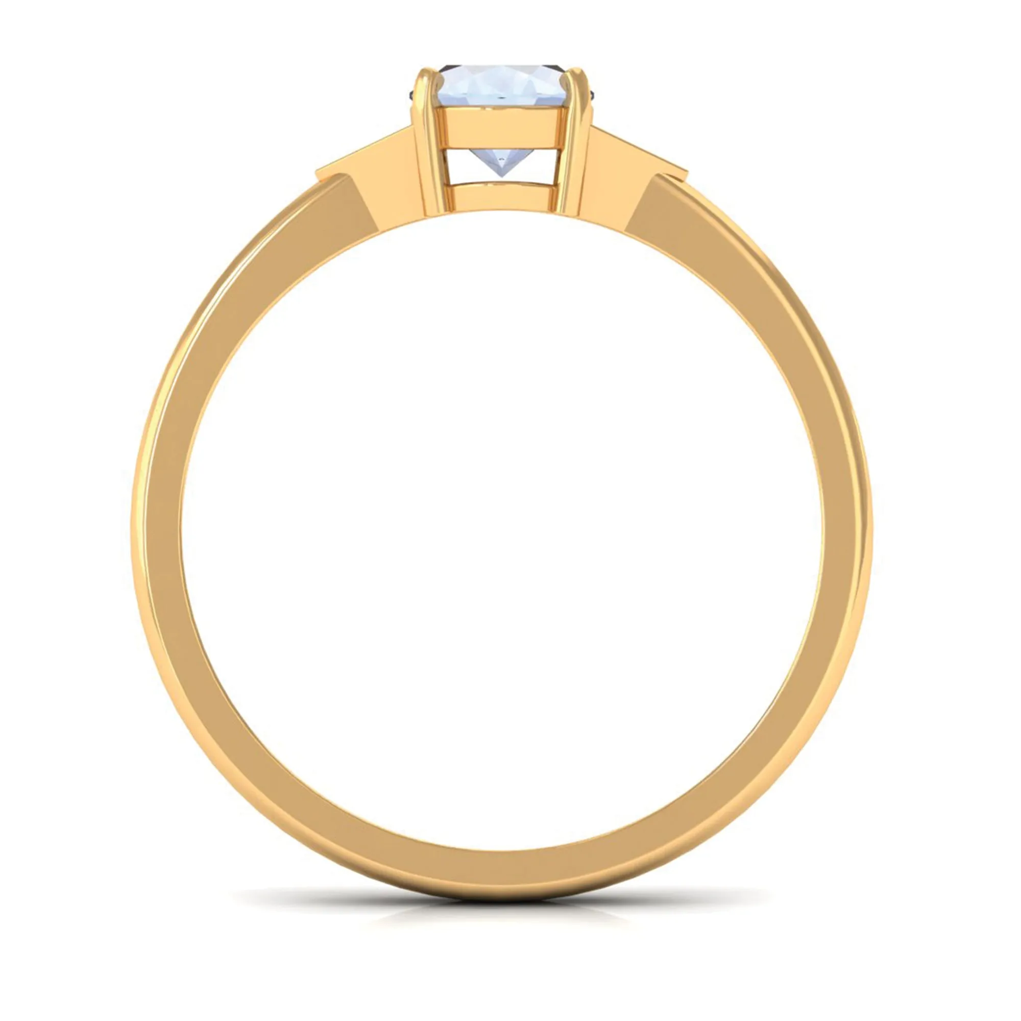 1 CT Oval Moonstone Solitaire Ring with Diamond Accent