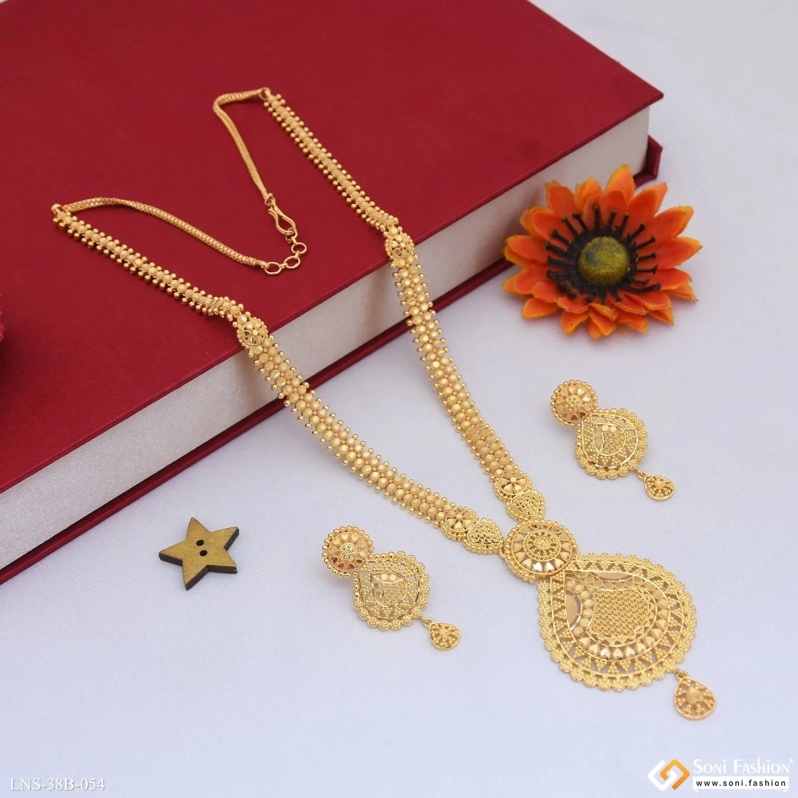 1 Gram Gold Plated Dazzling Design Necklace Set for Women - Style B054