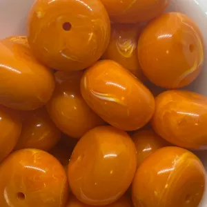 10x20mm Rondelle (10) - Orange - Vintage Opaque Marbled Effect Beads