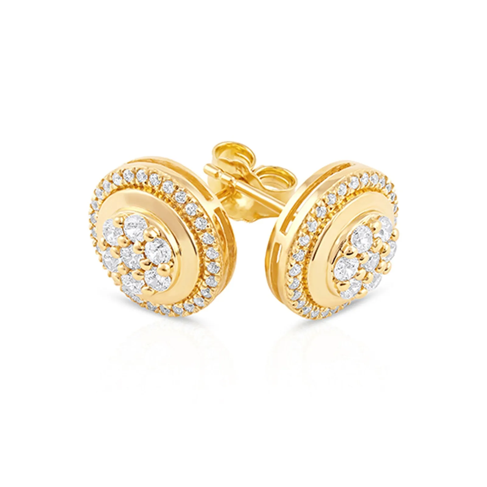 1/2ctw Diamond Cluster Yellow Gold Stud Earrings