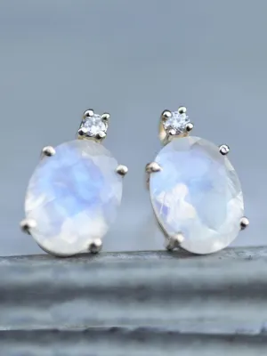 14K Moonstone & Diamond Posts