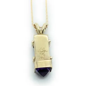 14K Yellow Gold, Blue Topaz & Amethyst Mezuzah Pendant Necklace