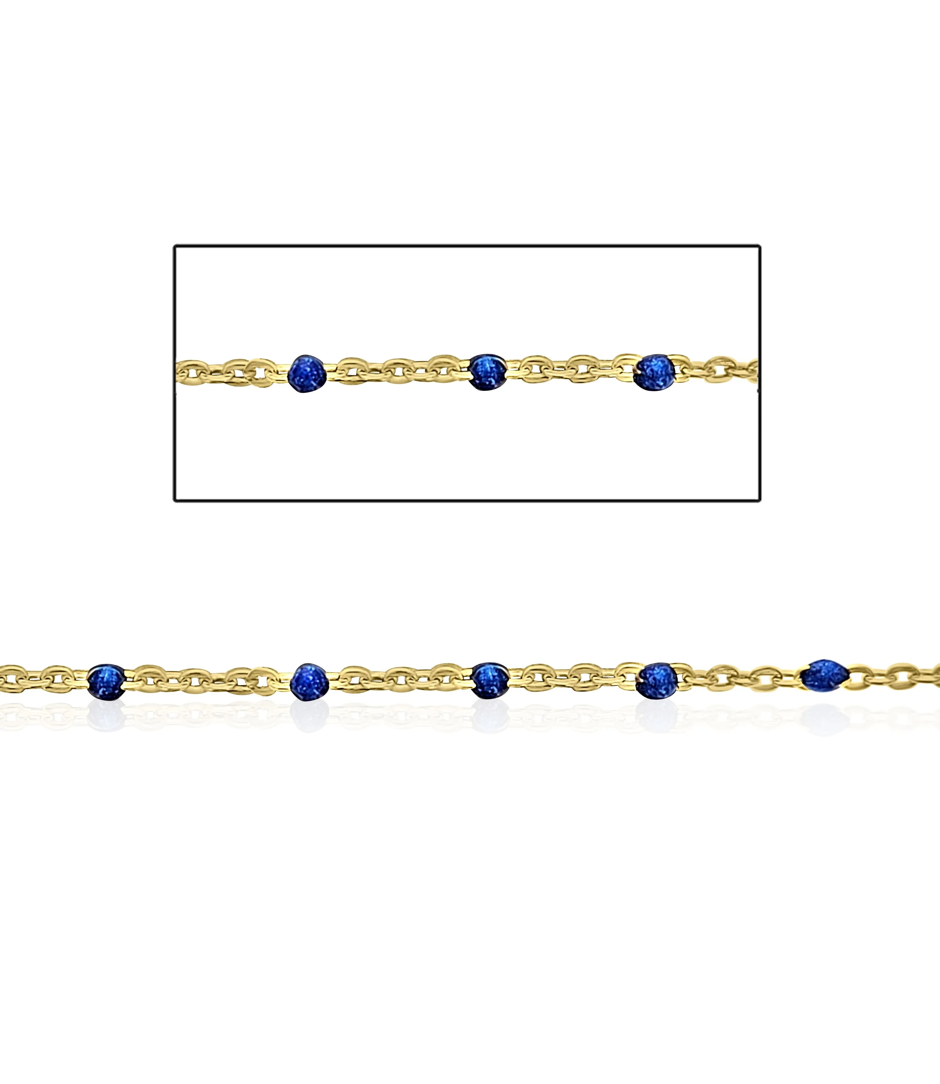 14kt GF Lapis Bead Cable Chain