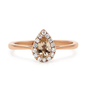 18ct Rose Gold Morganite & Diamond Ring