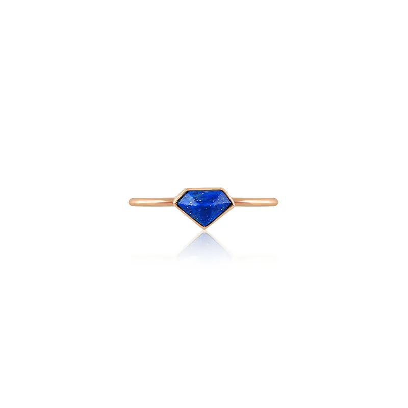 18k Gold Diamond Shape Lapis Ring