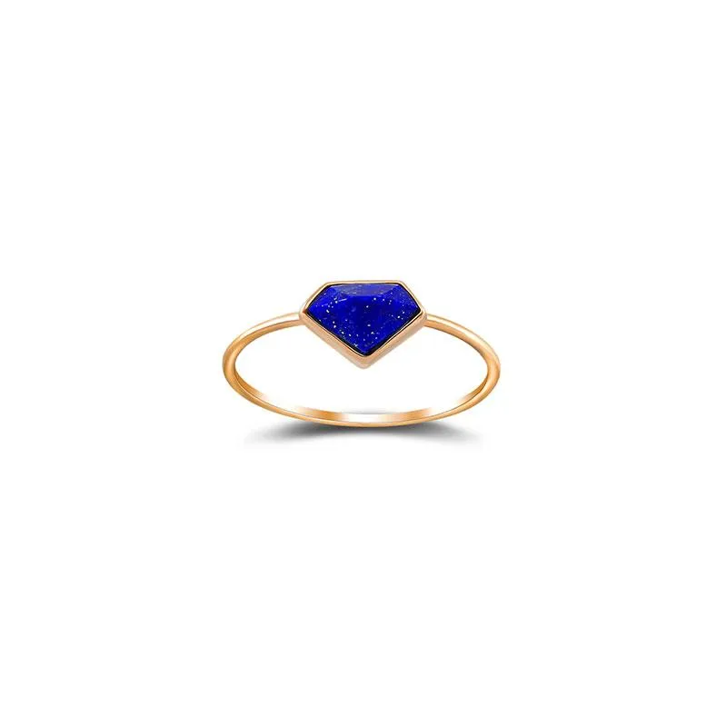 18k Gold Diamond Shape Lapis Ring
