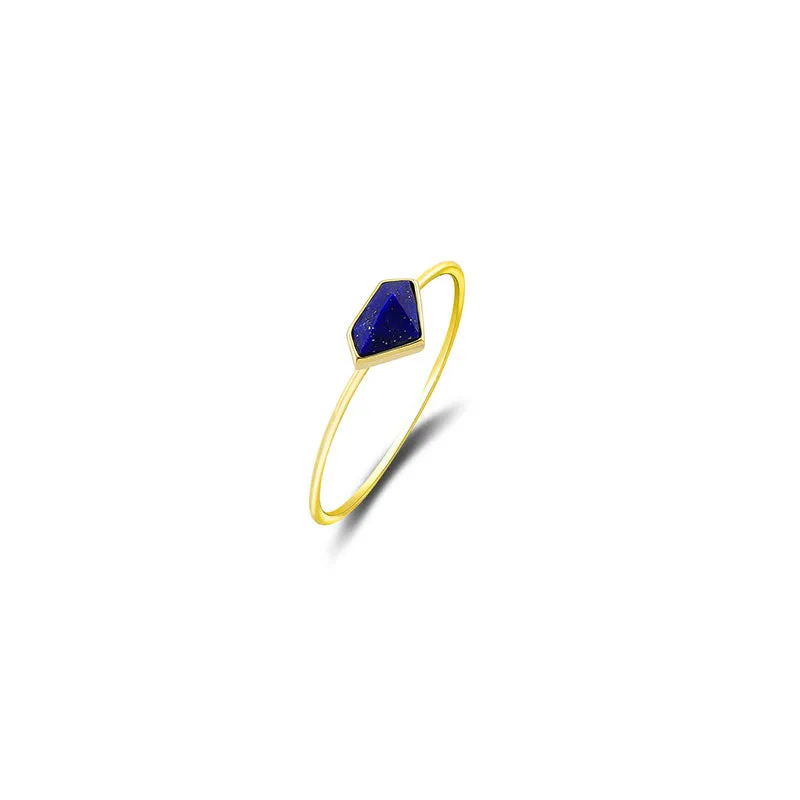 18k Gold Diamond Shape Lapis Ring