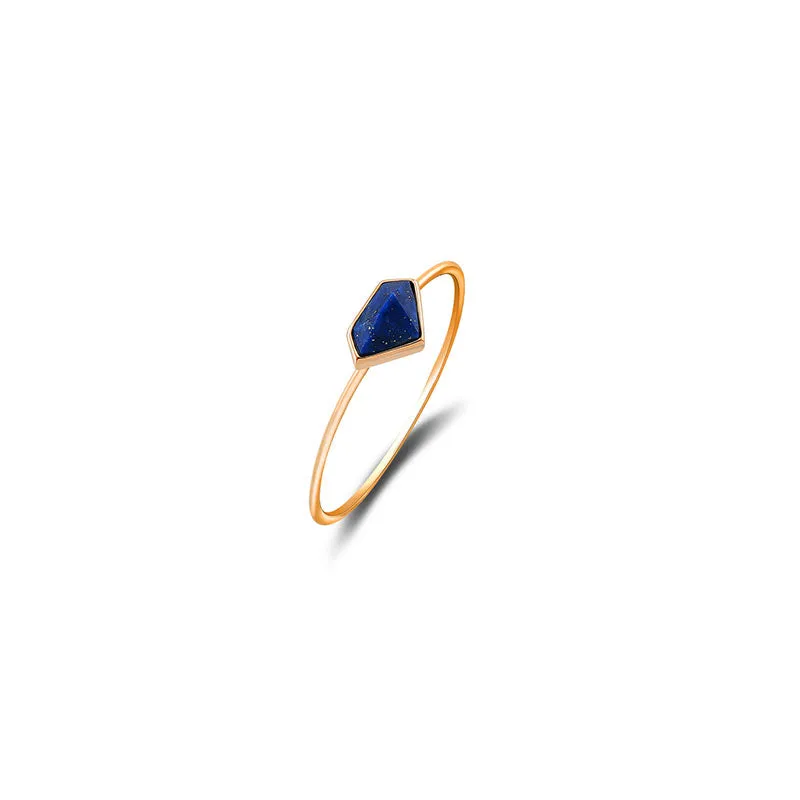 18k Gold Diamond Shape Lapis Ring