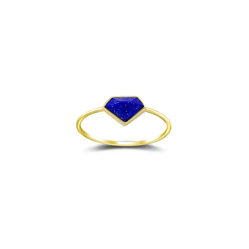 18k Gold Diamond Shape Lapis Ring