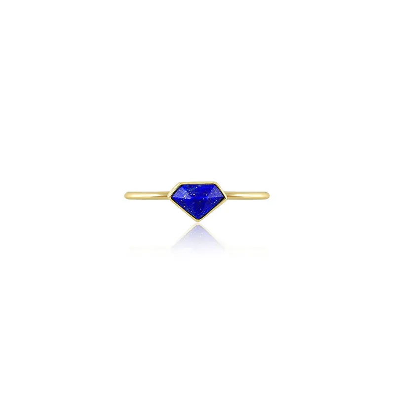 18k Gold Diamond Shape Lapis Ring