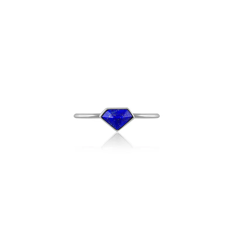 18k Gold Diamond Shape Lapis Ring