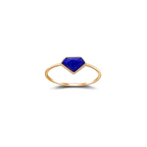 18k Gold Diamond Shape Lapis Ring