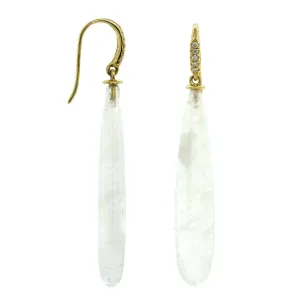 18K Yellow Gold Moonstone Briolette Drop Earrings
