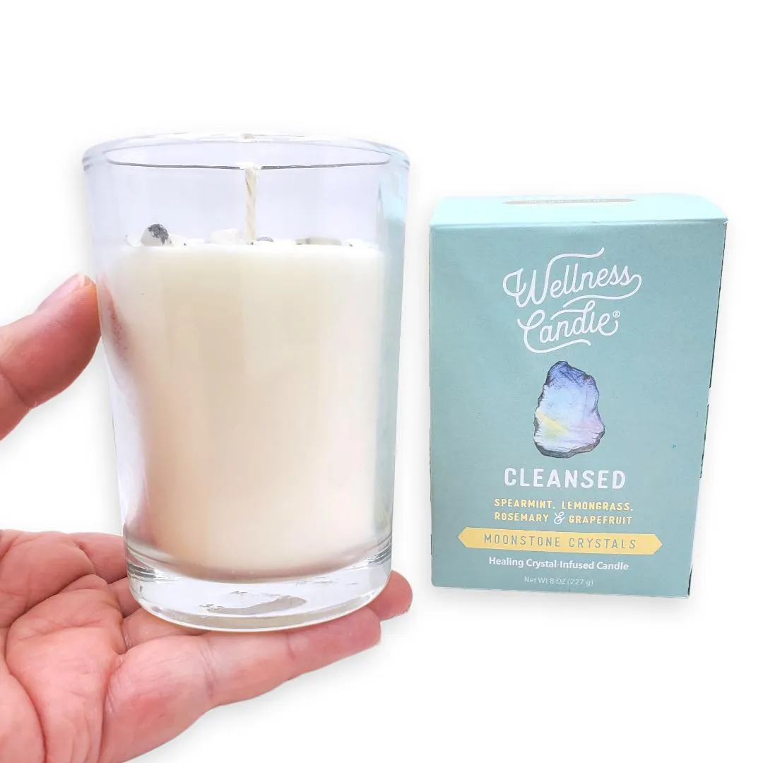 (20% Off) Candle 8oz - Moonstone (Cleansed) Clear Glass by Bee Lucia