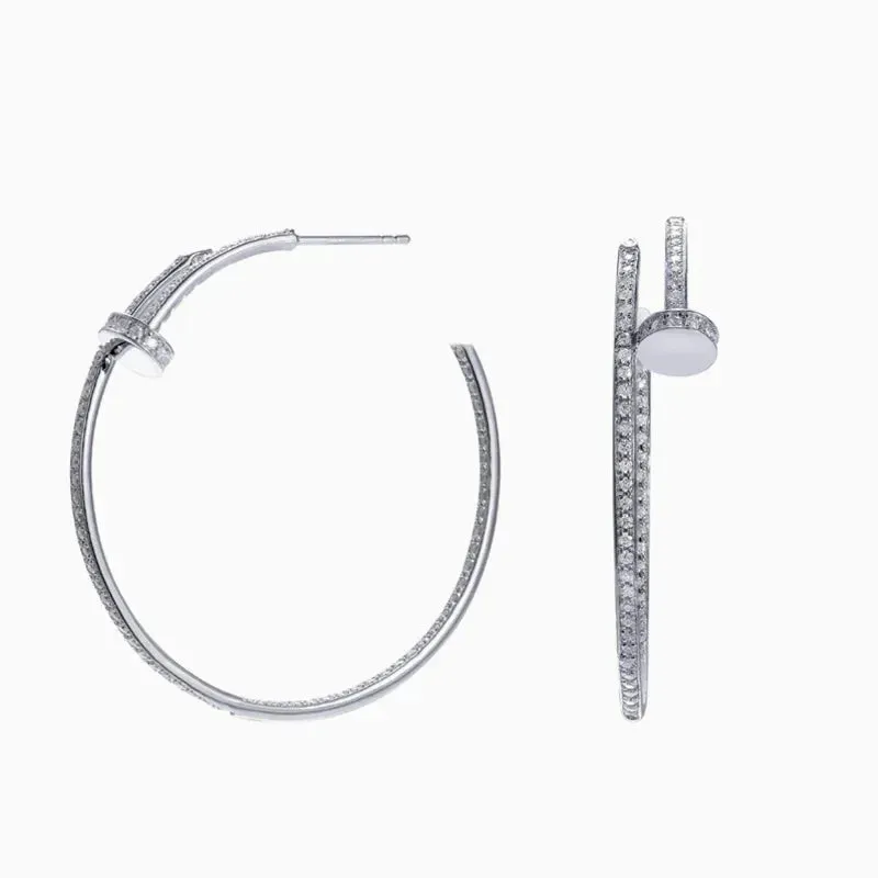 2023 New Moissanite Earrings 18K White Gold Plated Real 925 Sterling Silver Hoop Earrings for Women D Color VVS1 Fine Jewelry