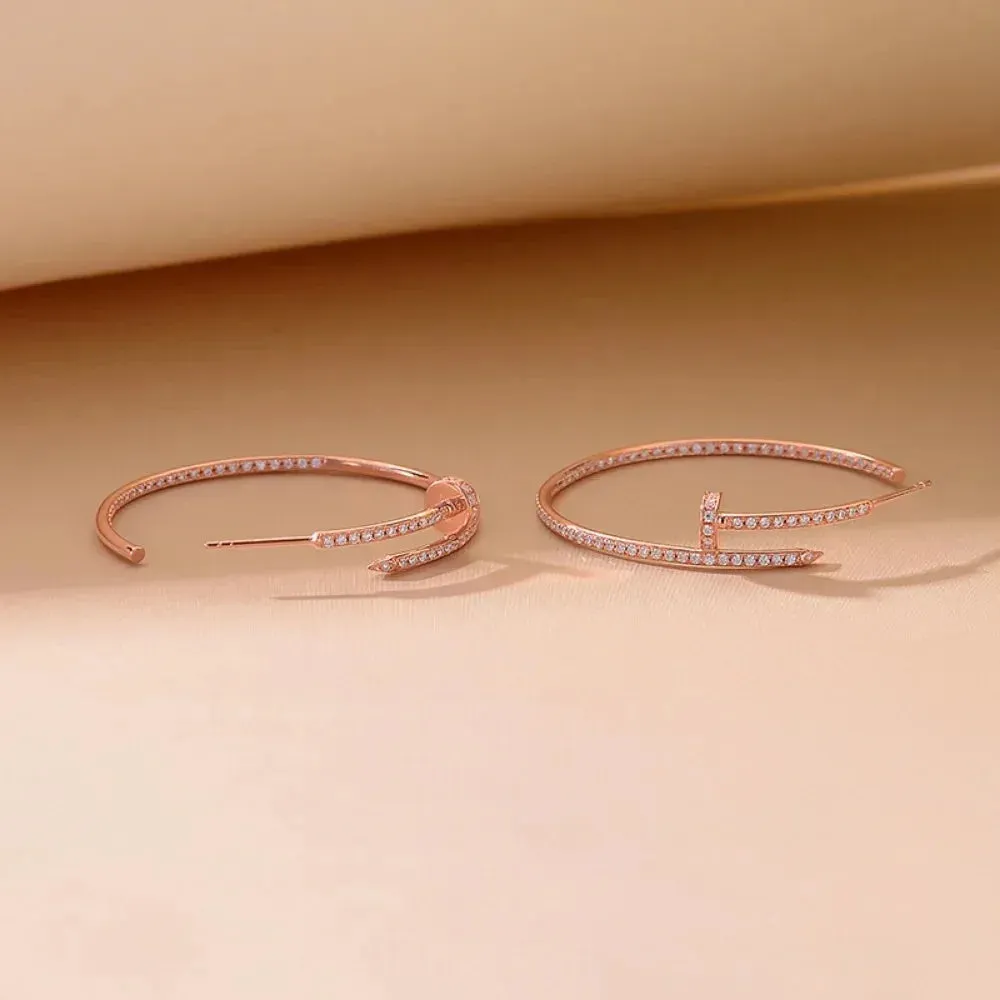 2023 New Moissanite Earrings 18K White Gold Plated Real 925 Sterling Silver Hoop Earrings for Women D Color VVS1 Fine Jewelry