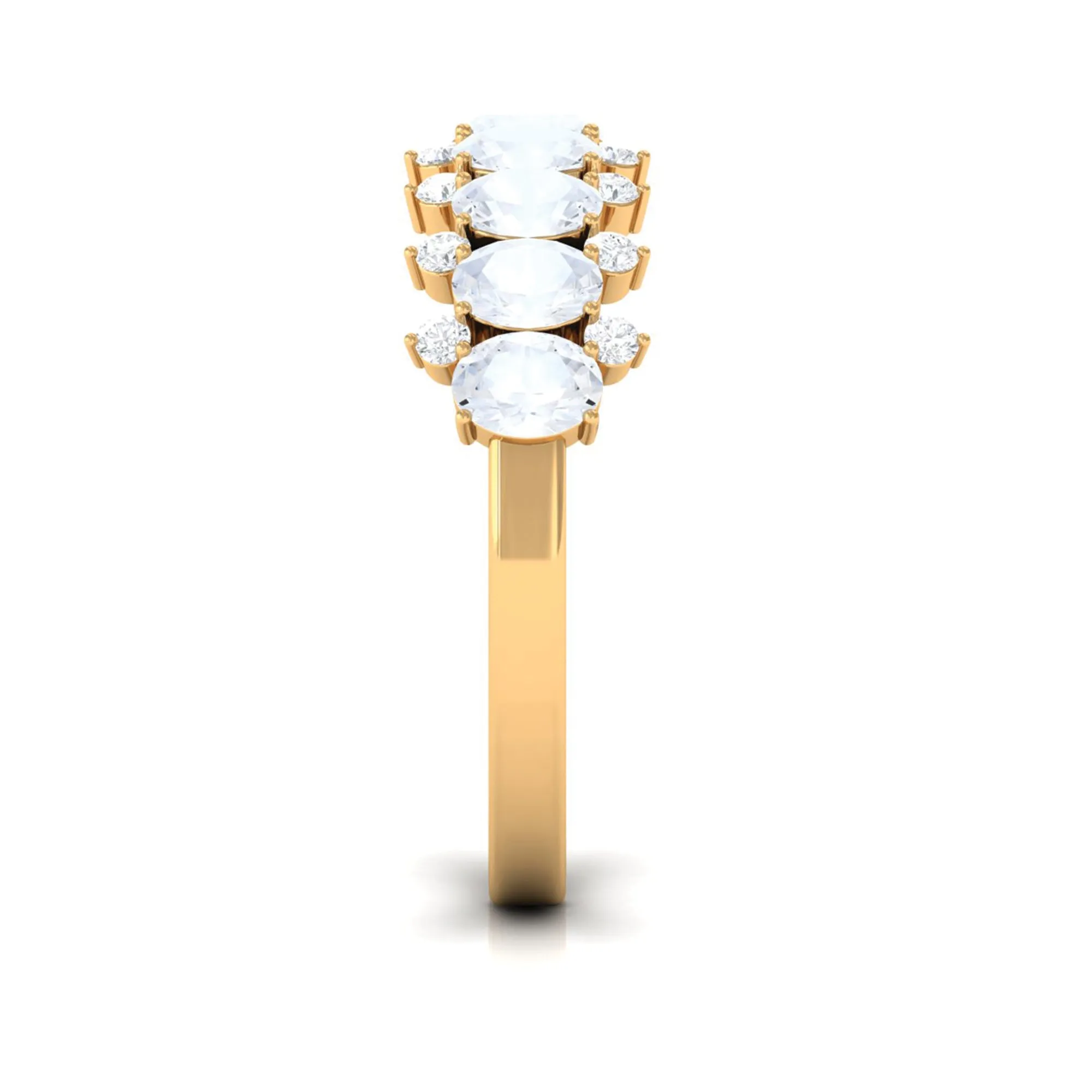 2.5 CT Moonstone and Diamond Semi Eternity Ring