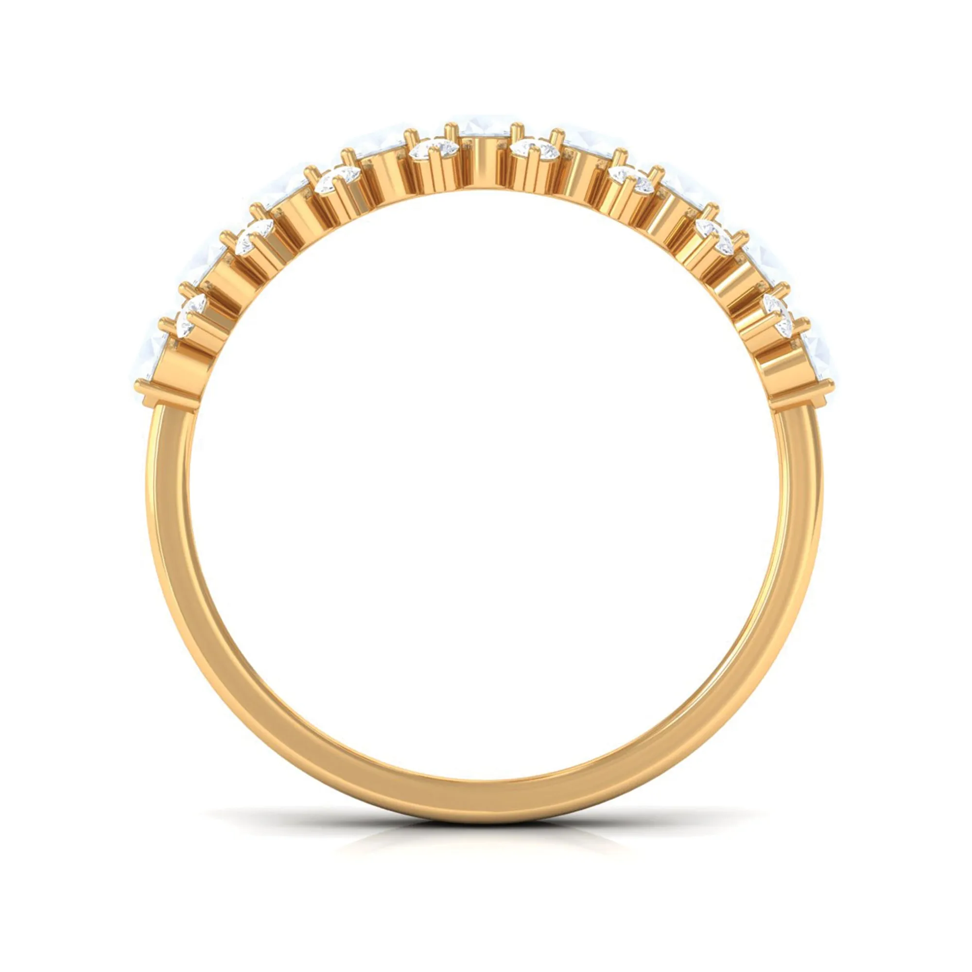 2.5 CT Moonstone and Diamond Semi Eternity Ring