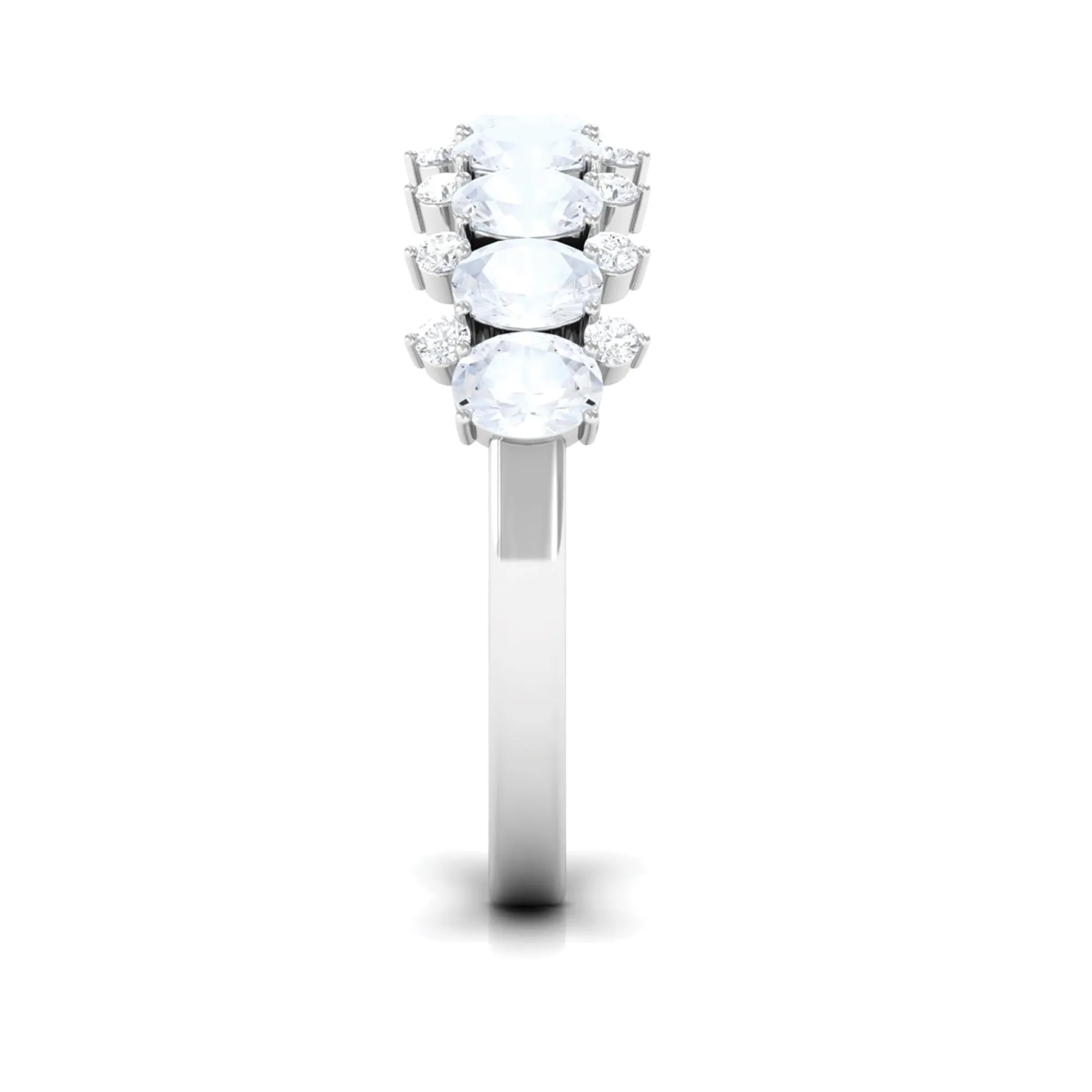 2.5 CT Moonstone and Diamond Semi Eternity Ring