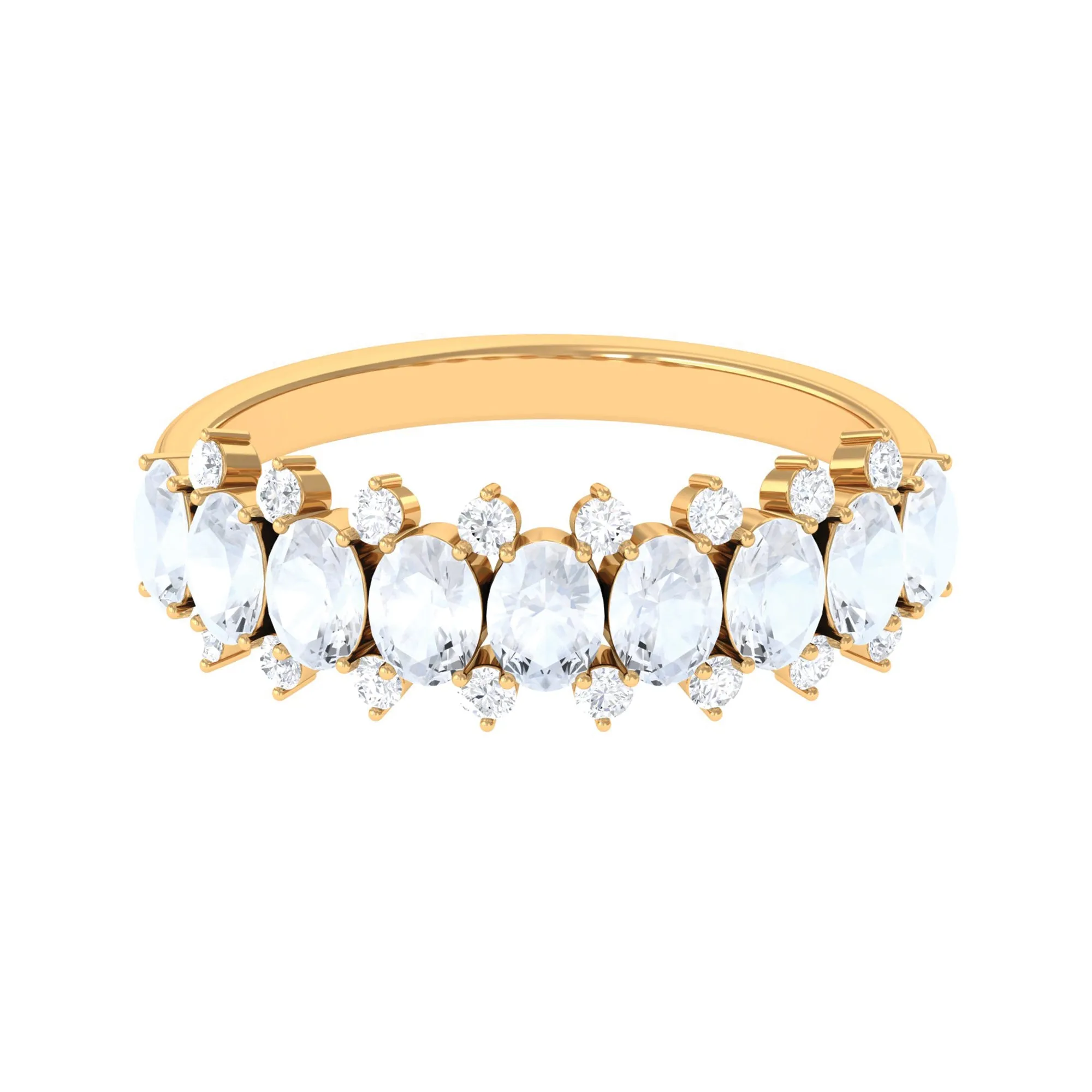 2.5 CT Moonstone and Diamond Semi Eternity Ring