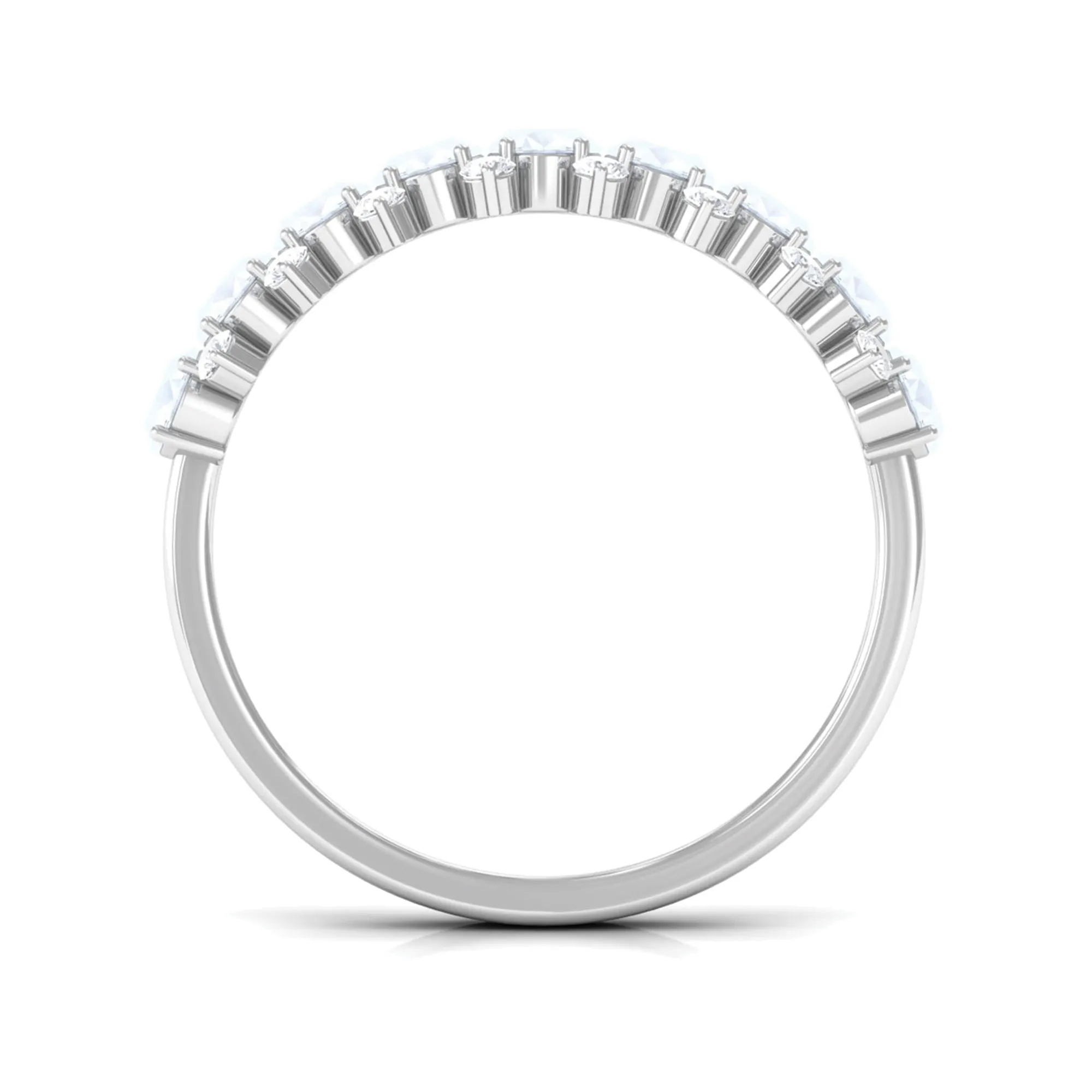 2.5 CT Moonstone and Diamond Semi Eternity Ring
