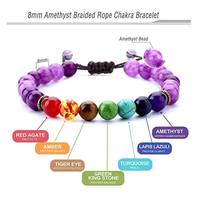 6pcs Adjustable Men Women 8mm 7 Chakras Lava Stone Bead Health Care Bracelet
