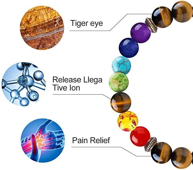 6pcs Adjustable Men Women 8mm 7 Chakras Lava Stone Bead Health Care Bracelet