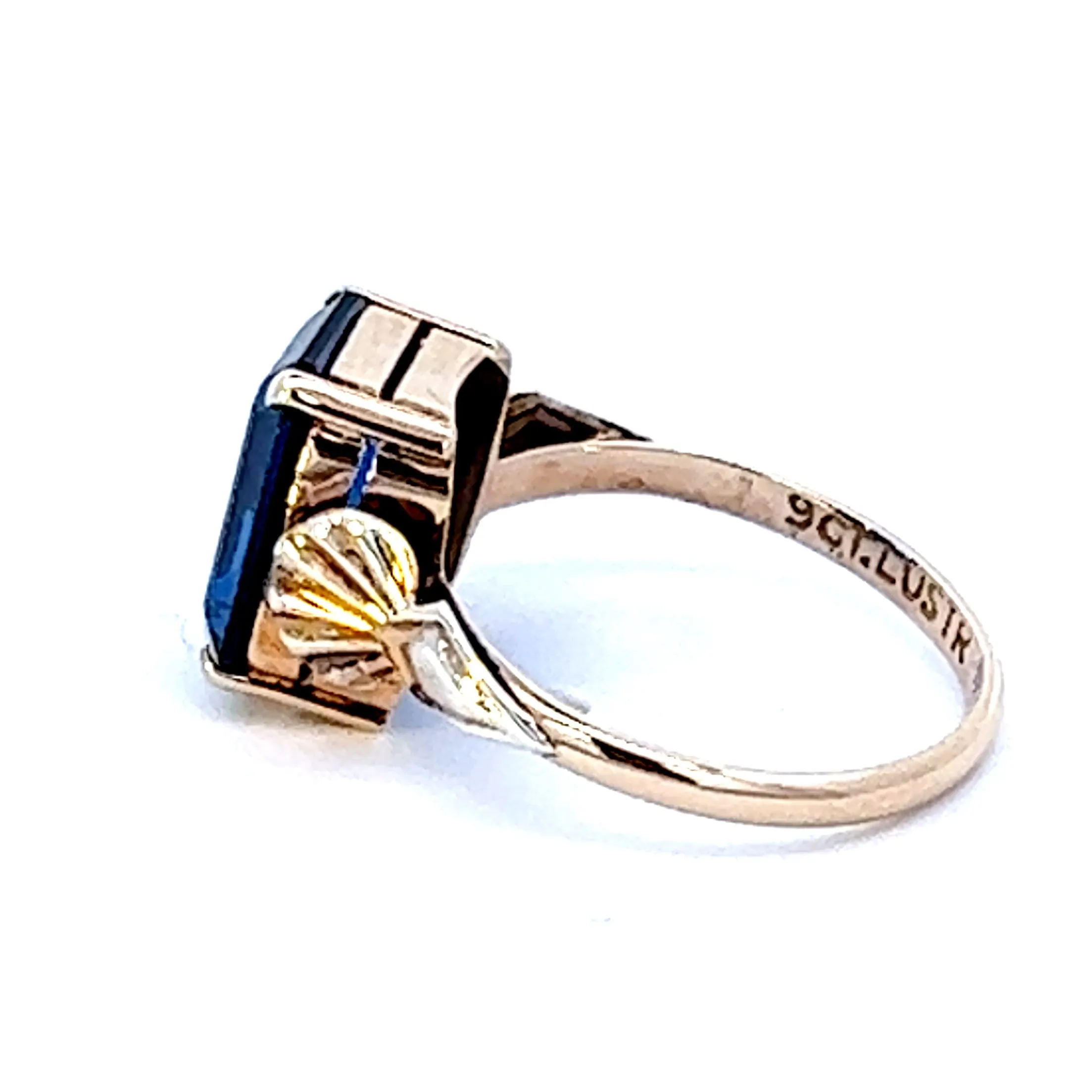 9ct Yellow Gold & Created Spinel Vintage Ring