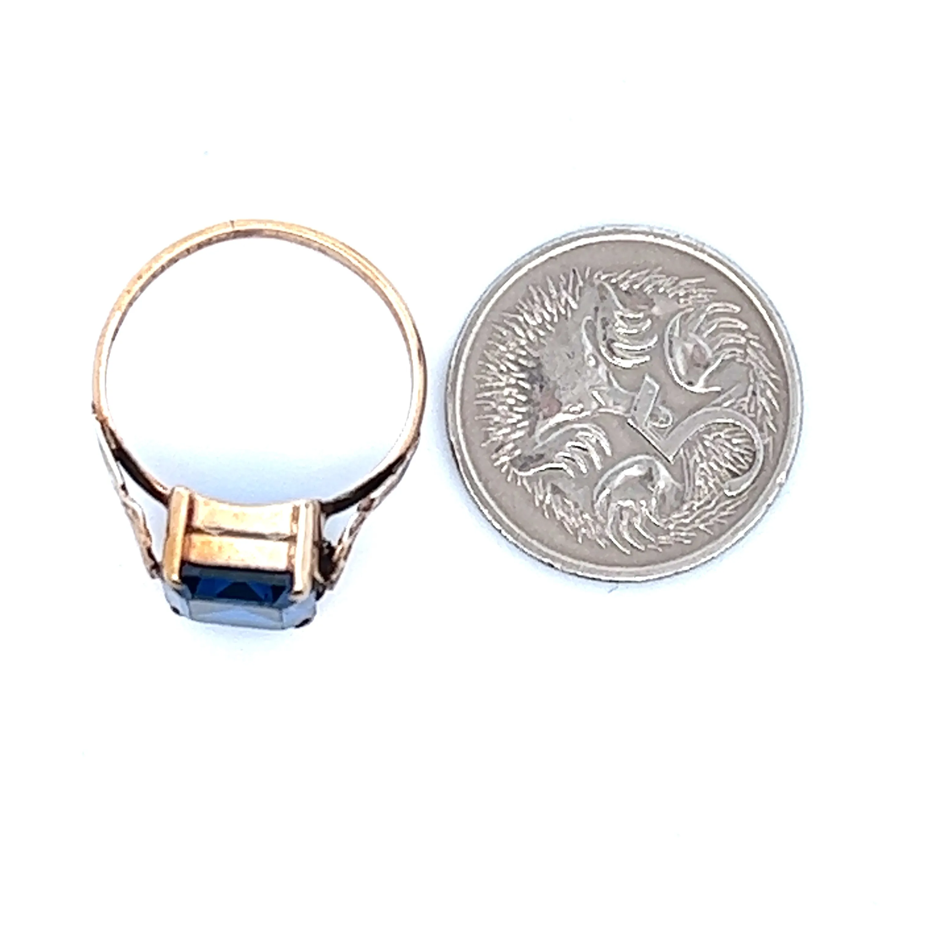 9ct Yellow Gold & Created Spinel Vintage Ring