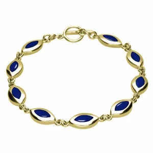 9ct Yellow Gold Lapis Lazuli Framed Marquise Bracelet