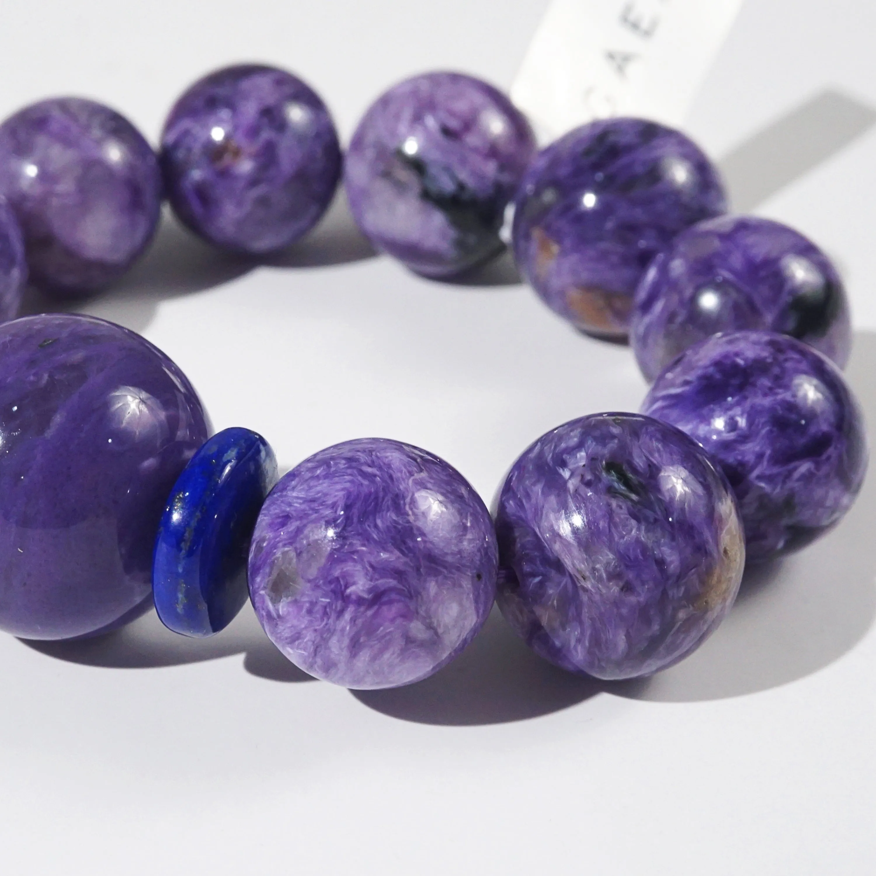 A-Grade Charoite 18mm with 21mm Accent and A-Grade Lapis Lazuli Rondelle