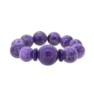 A-Grade Charoite 18mm with 21mm Accent and A-Grade Lapis Lazuli Rondelle