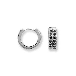 Acotis Silver Earrings Hinged Black Zirconia G5219BK