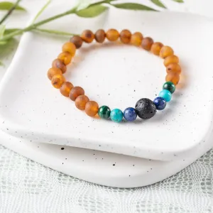 Adults | Malachite Mix   Raw Cognac Aromatherapy Bracelet