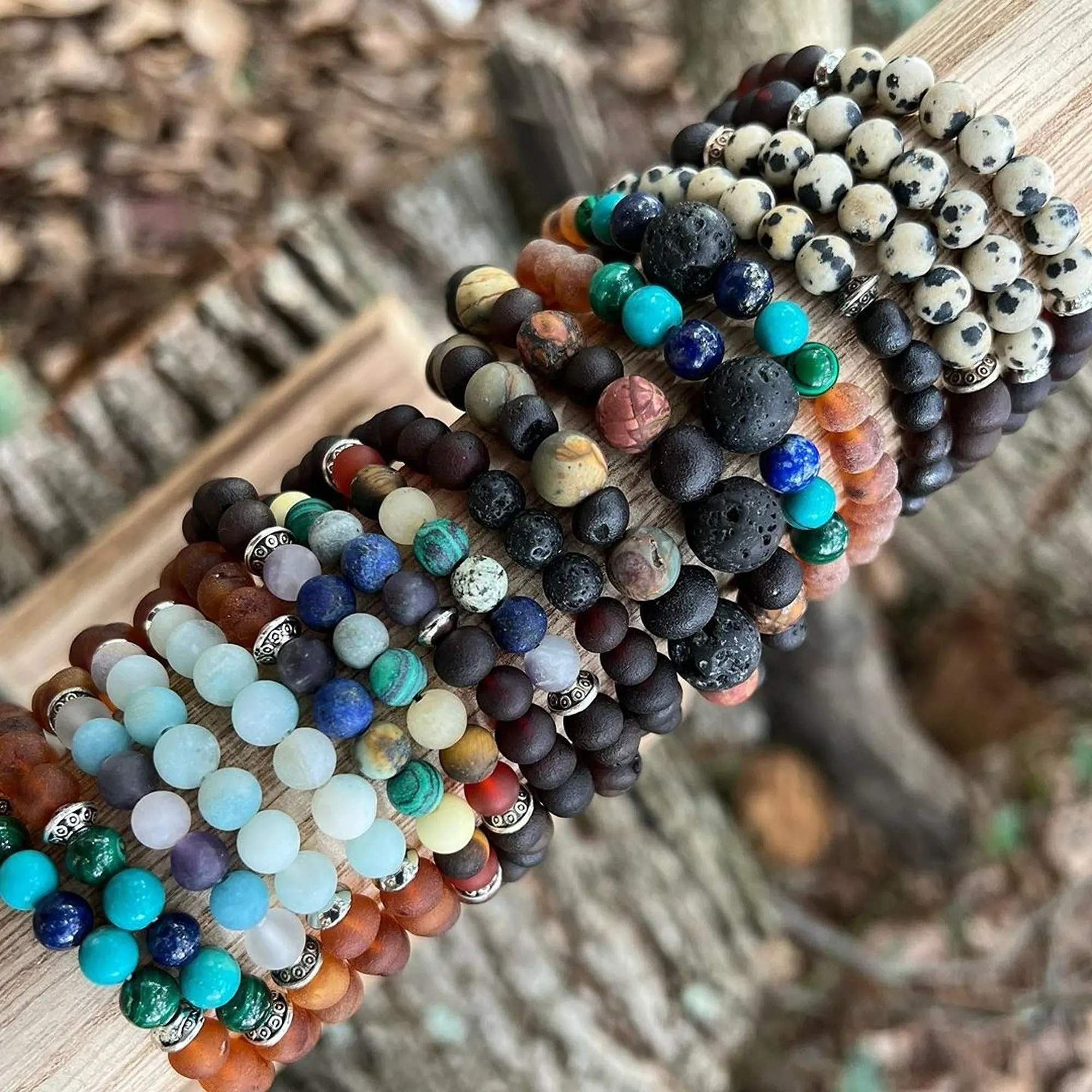 Adults | Malachite Mix   Raw Cognac Aromatherapy Bracelet