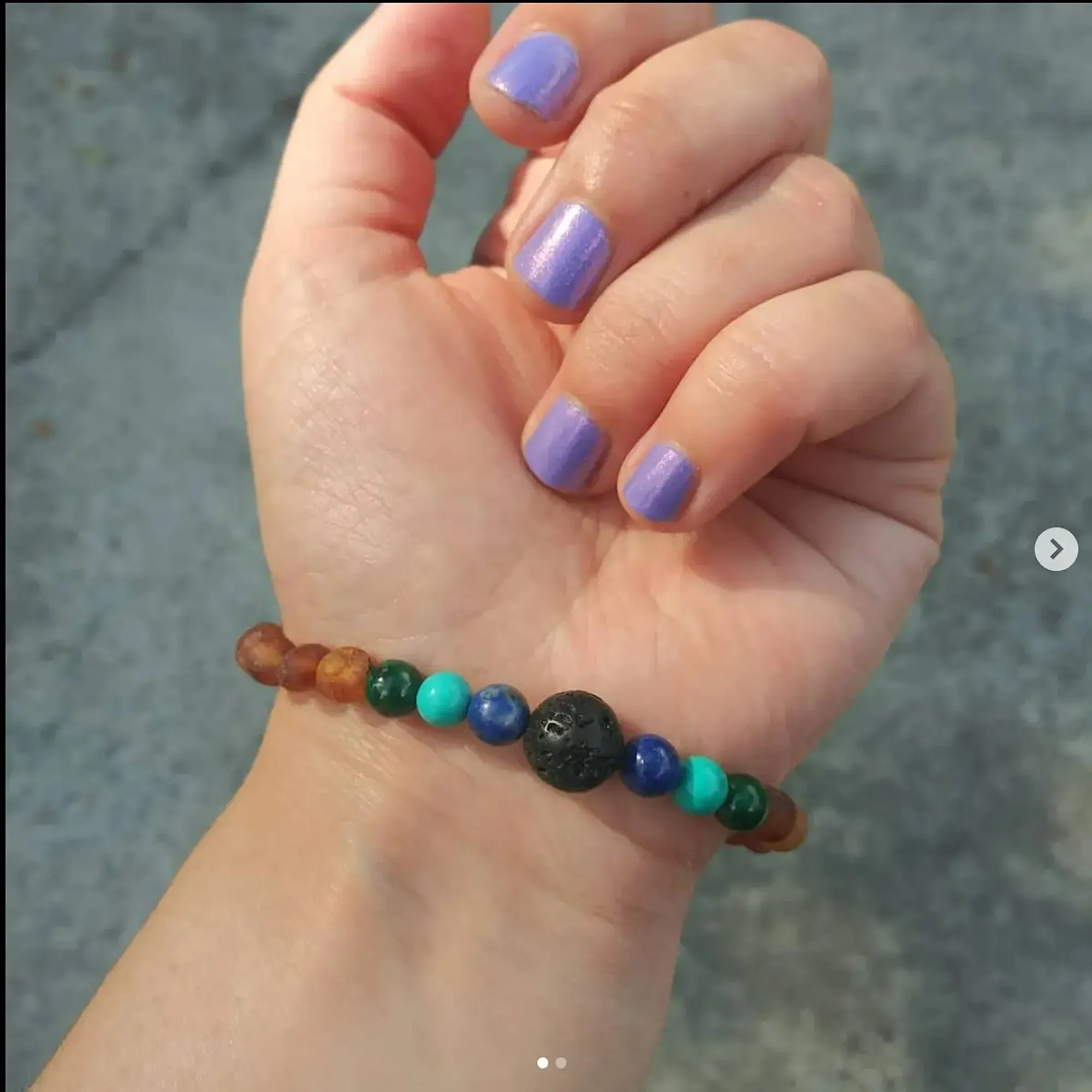 Adults | Malachite Mix   Raw Cognac Aromatherapy Bracelet