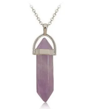 Amethyst Crystal Pendant Sterling Silver Necklace