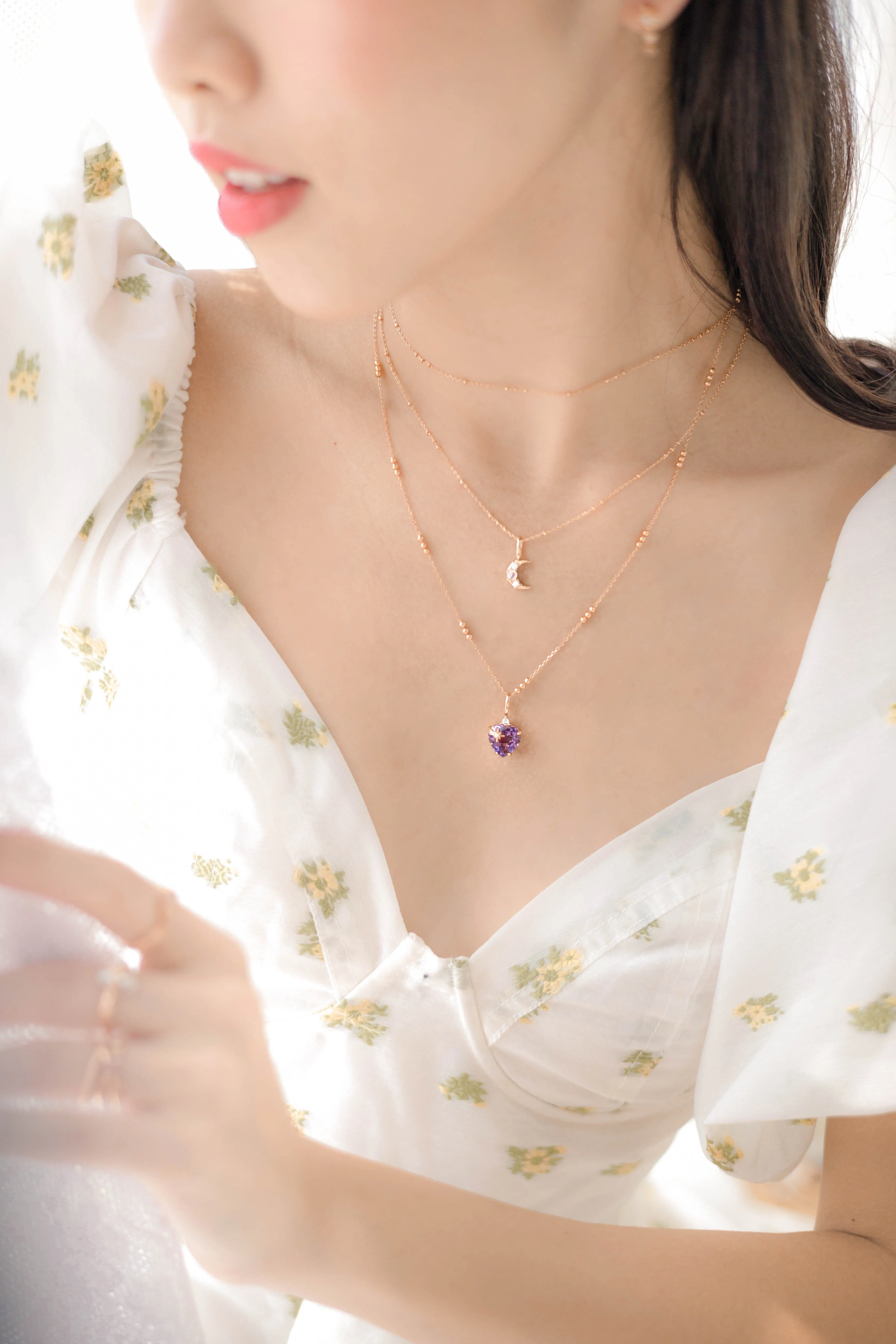 Amethyst Gold Heart Pendant
