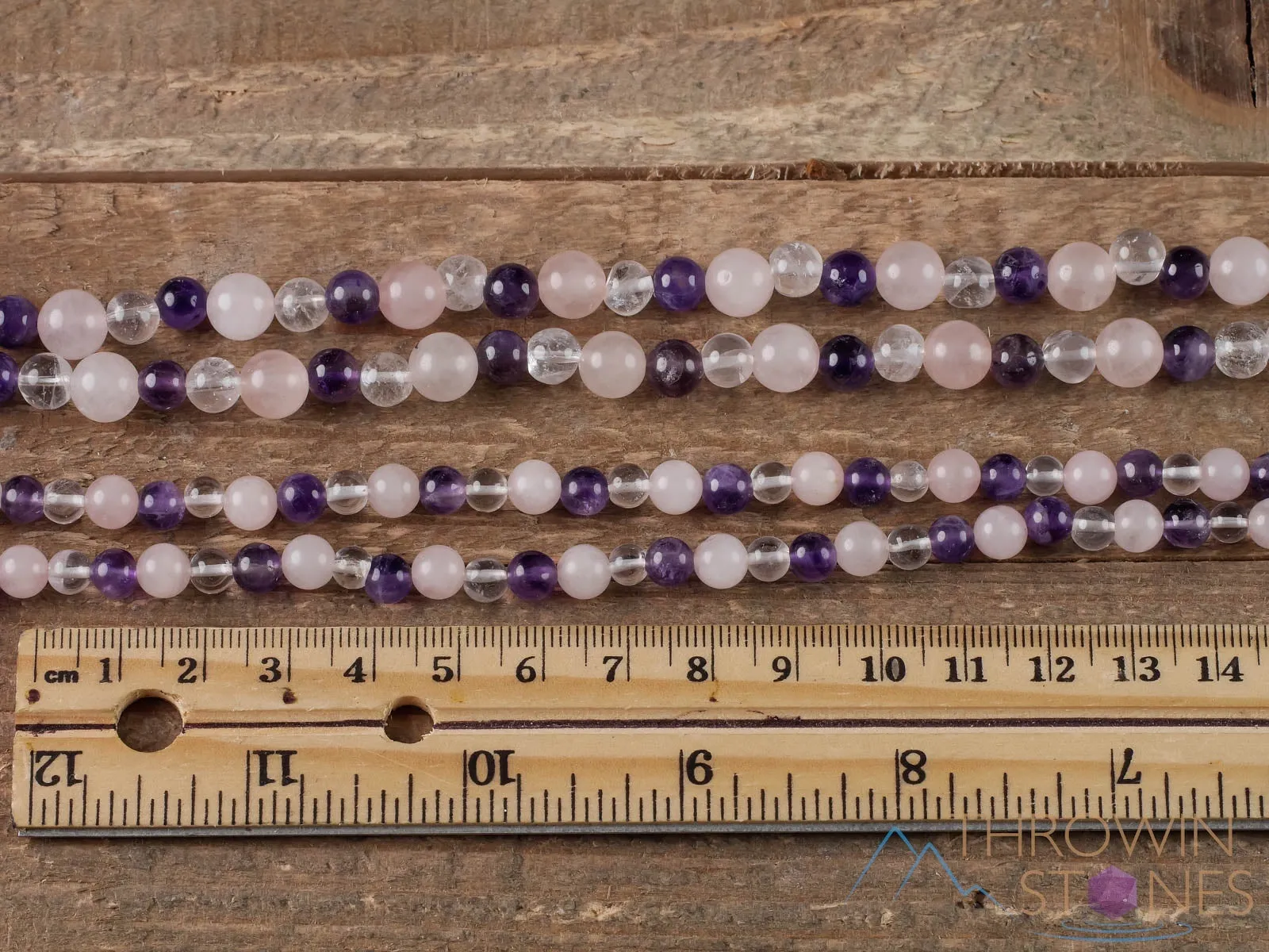 AMETHYST, Rose and Clear QUARTZ, Crystal Necklace, Mala - Handmade Jewelry, Beaded Necklace, Healing Crystals and Stones,  E0538