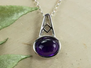 Amethyst Sterling Silver Necklace, Natural Untreated Brazilian Amethyst