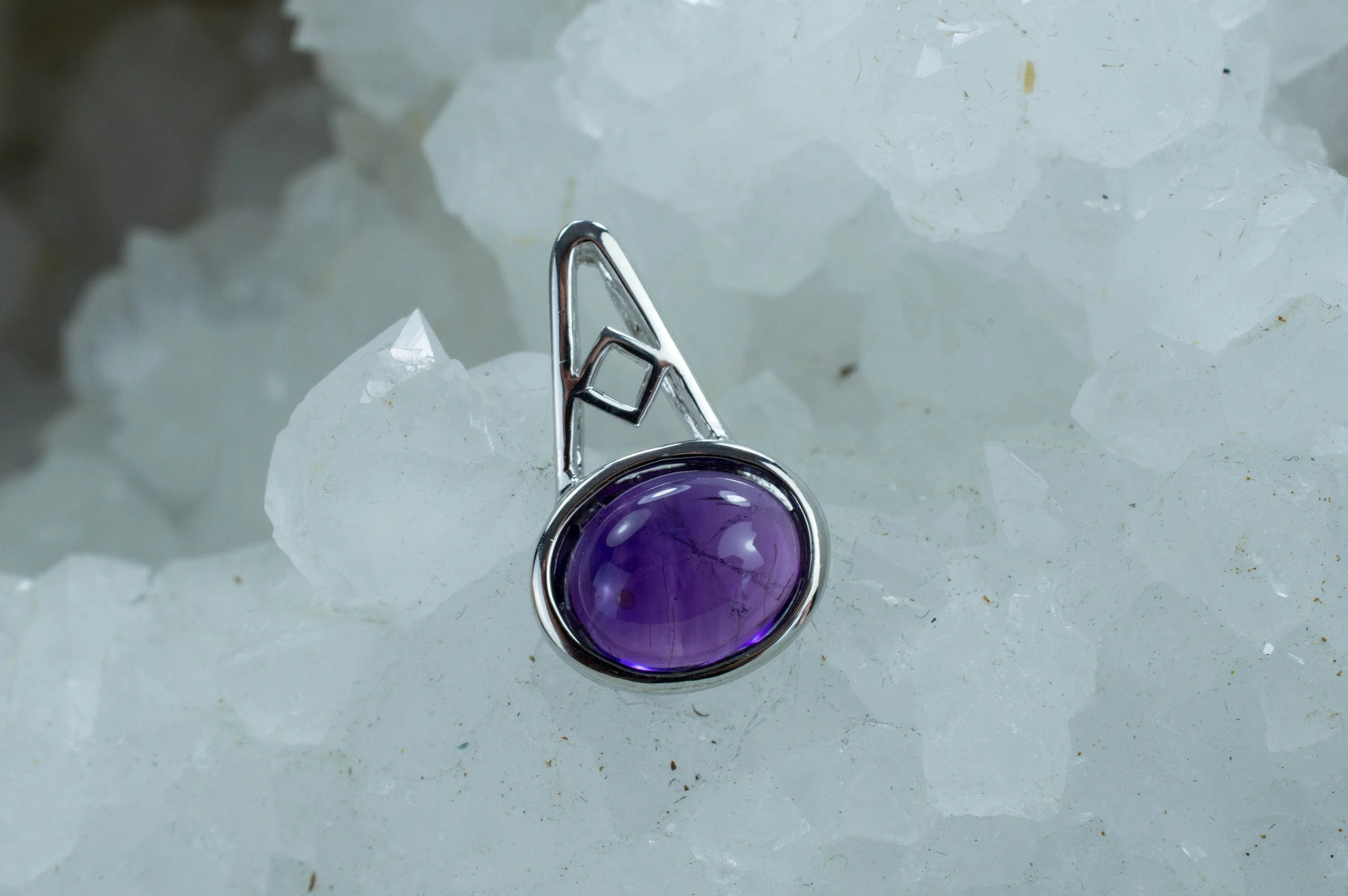 Amethyst Sterling Silver Necklace, Natural Untreated Brazilian Amethyst