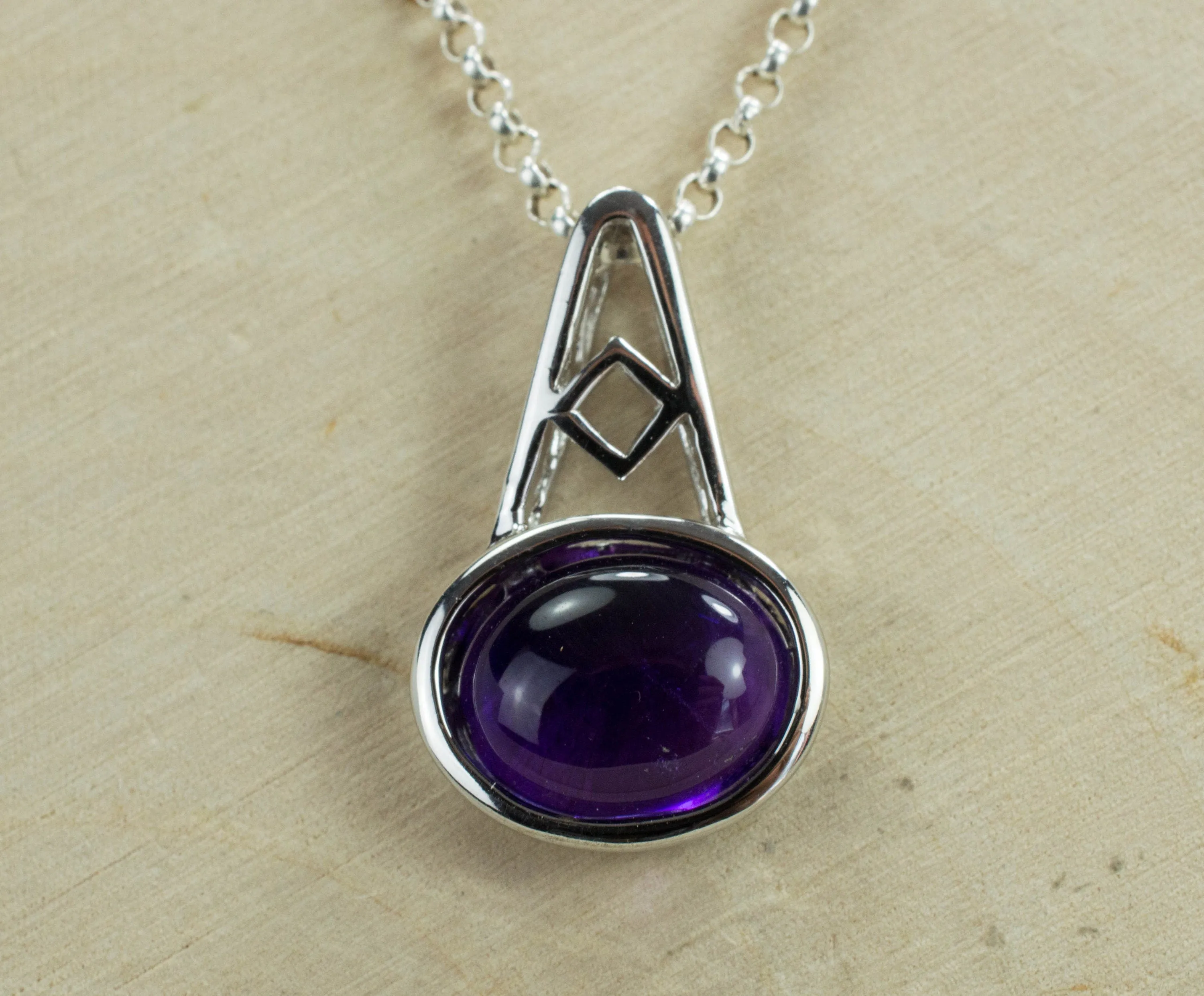 Amethyst Sterling Silver Necklace, Natural Untreated Brazilian Amethyst